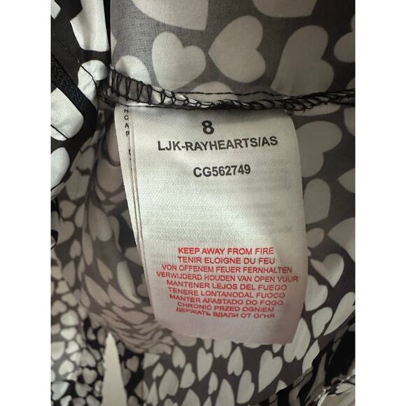 BRAVE SOUL Hearts Heart Rayheart Black White Raincoat Rain Jacket Hooded - Sz XS - Picture 8 of 9